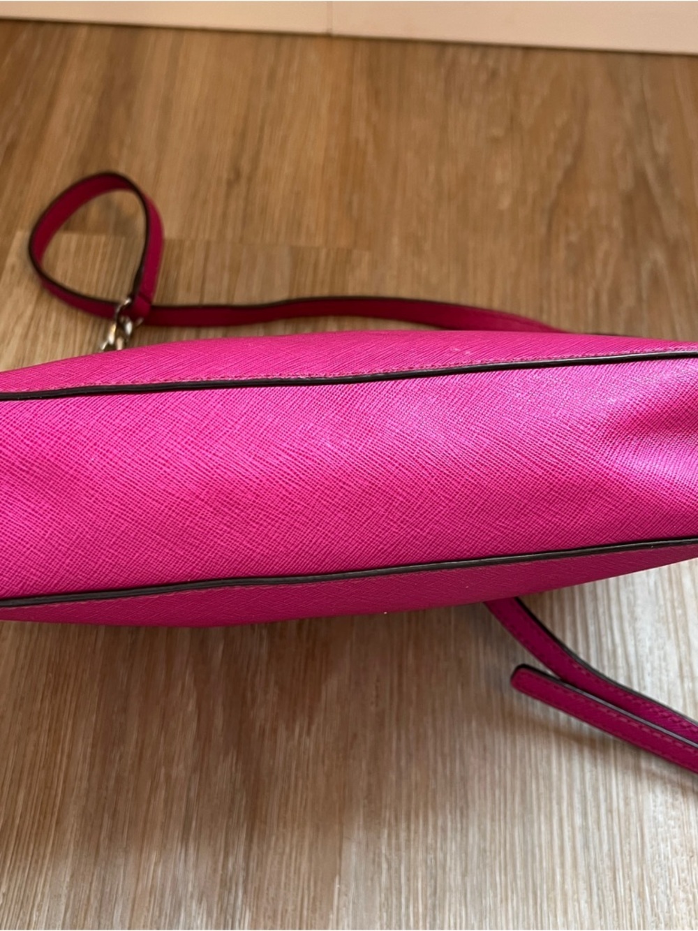 Michael Kors Jet Set Large Saffiano Crossbody Hibiscus Pink purse handbag - Picture 7 of 13